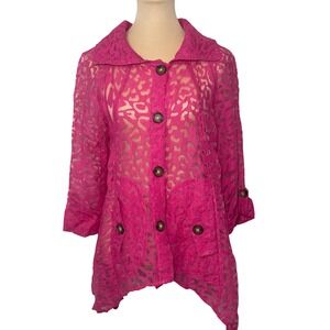 Katherine New‎ York Women's Sheer Lace  Collar Button Front Party Jacket Size S